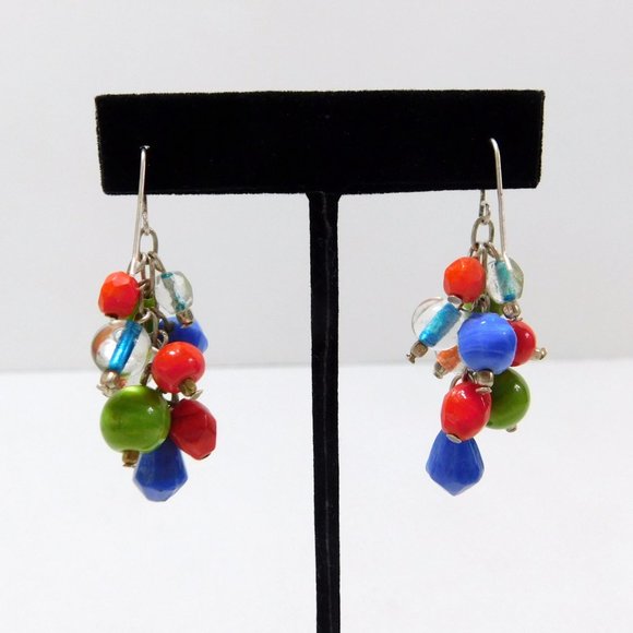Beaded Cluster Dangle Earrings Multi Color - Picture 5 of 9